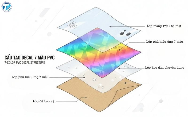 Cấu tạo của decal 7 màu PVC